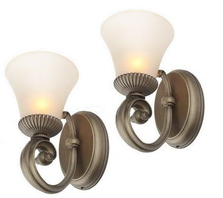 CandleImpressio Set of 2 Wall Sconces w/ Glass Shades with Timer - Page 1 QVC.com